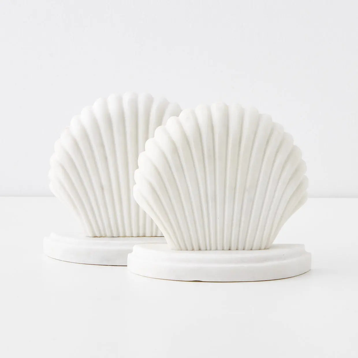 Clam Marble Bookends White - GigiandTom