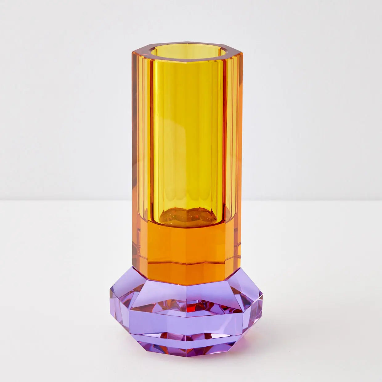 Cushion Crystal Cut Coloured Vase Amber - GigiandTom