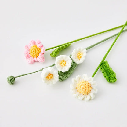 Daffodil Stem Hand Knitted Crochet Flower White - GigiandTom