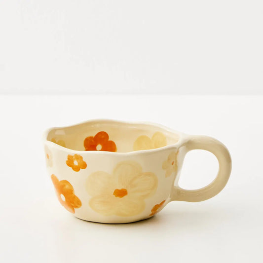 Painted Blooms Ceramic Mug Orange - GigiandTom