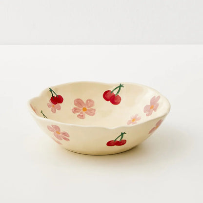Painted Cherry Ceramic Bowl Red - GigiandTom