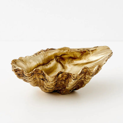 Resin Clam Sculpture Small Gold - GigiandTom