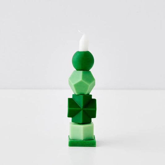 3D Stacked Soy Taper Candle Green - GigiandTom