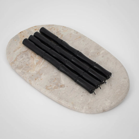 Bamboo Taper Candle 4 Pack Black - GigiandTom