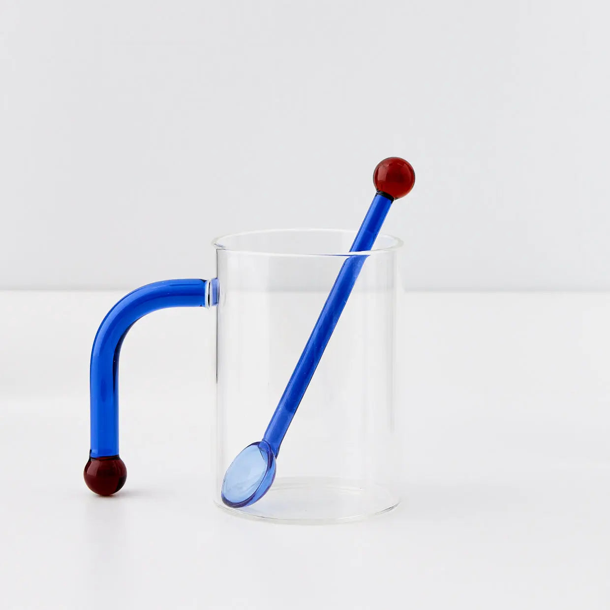 Bauhaus Glass Tumbler & Stirrer Blue - GigiandTom