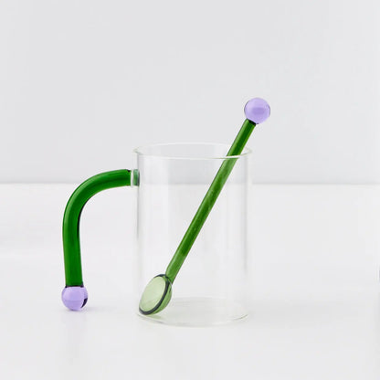 Bauhaus Glass Tumbler & Stirrer Green - GigiandTom