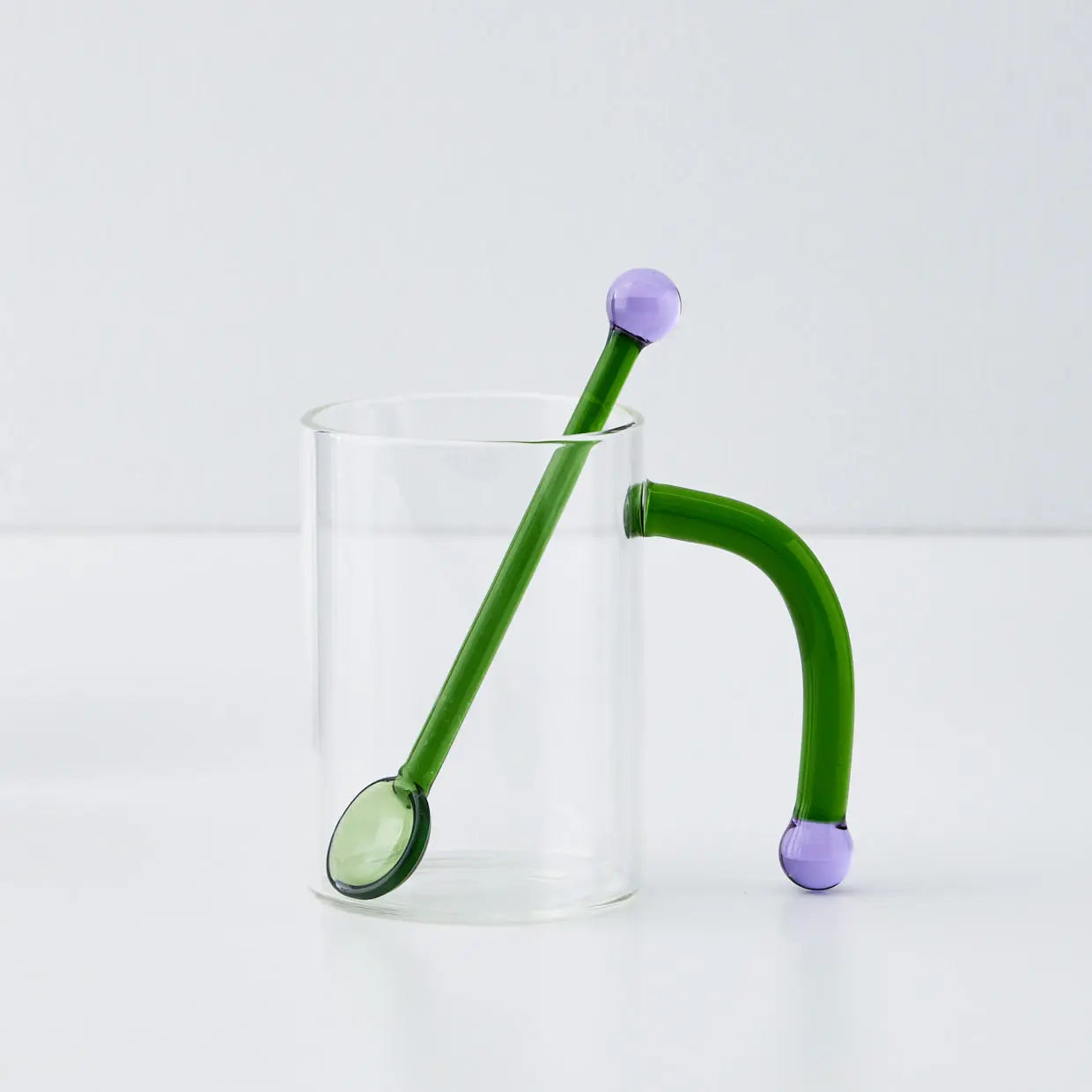 GigiandTom Bauhaus Glass Tumbler & Stirrer Green