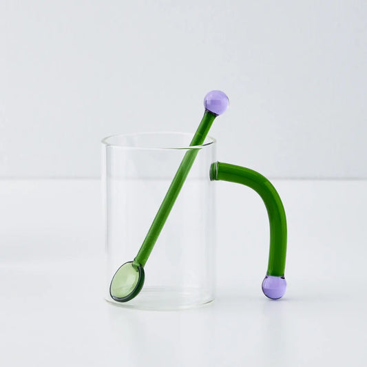 Bauhaus Glass Tumbler & Stirrer Green - GigiandTom