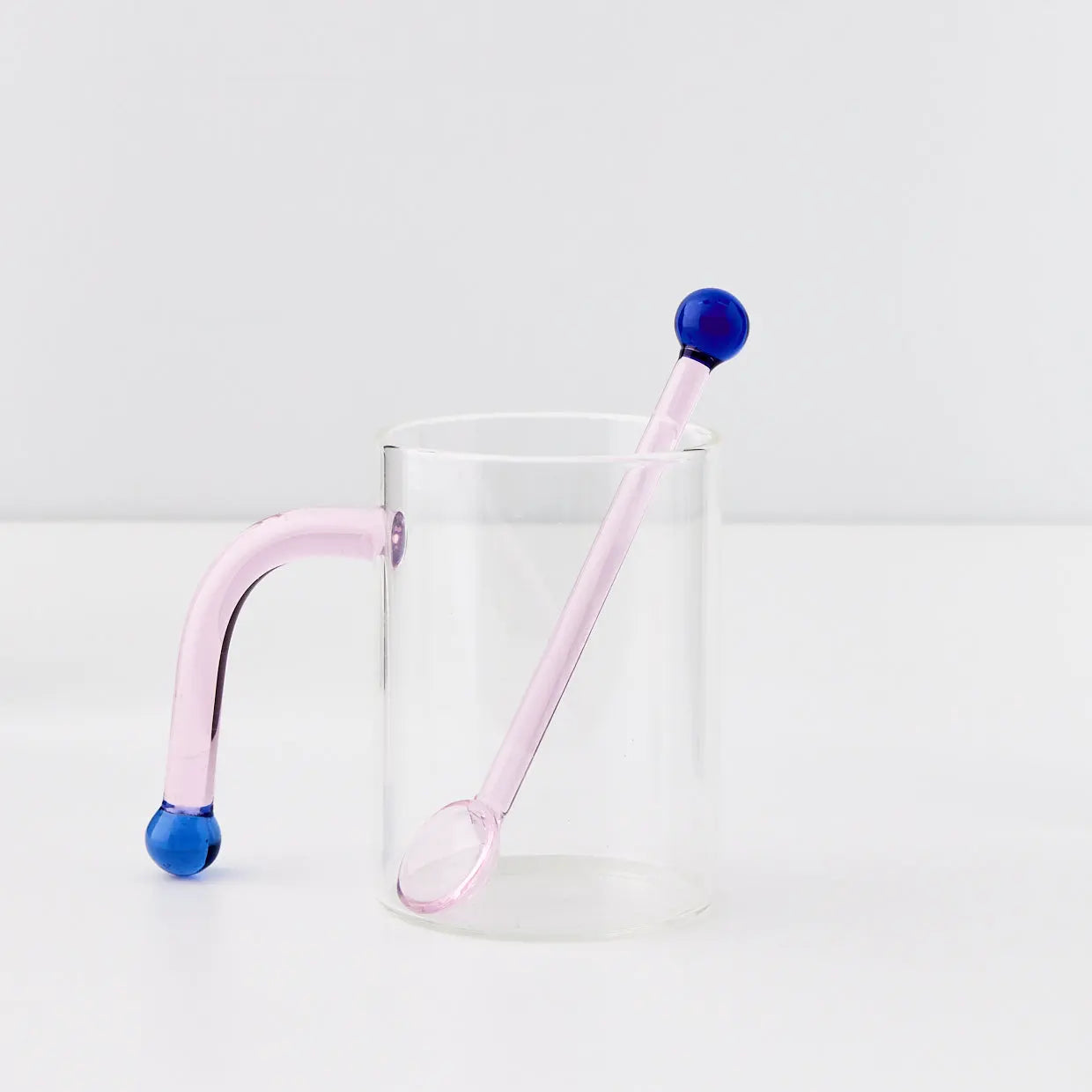 Bauhaus Glass Tumbler & Stirrer Pink - GigiandTom