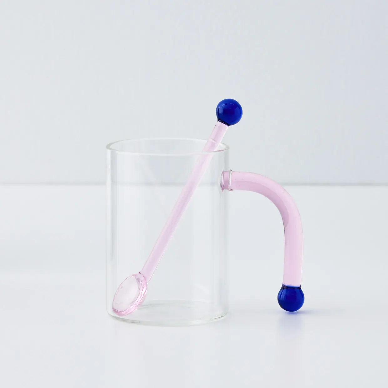 GigiandTom Bauhaus Glass Tumbler & Stirrer Pink