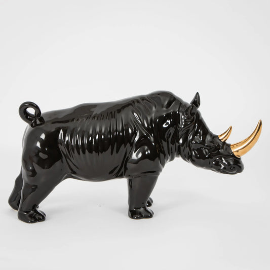 Black Rhino Ceramic Sculpture - GigiandTom