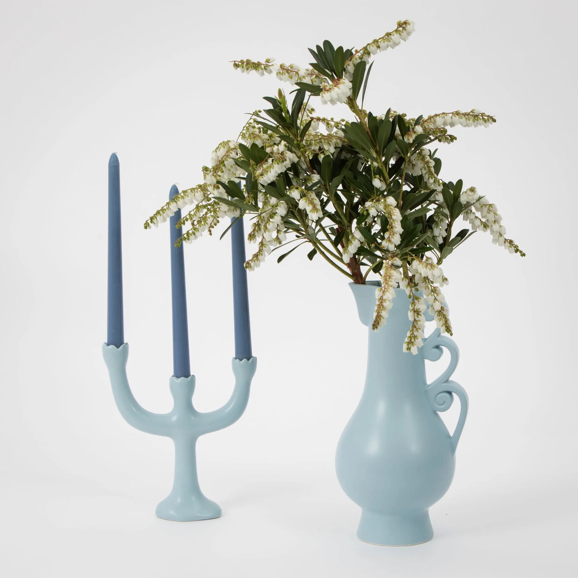 Bluebell Ceramic Taper Candle Candelabra - GigiandTom