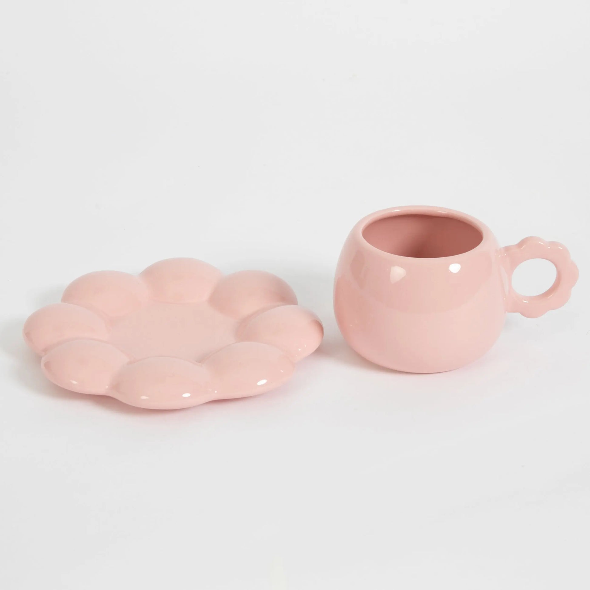 Botanica Ceramic Tea Cup & Saucer Pink - GigiandTom