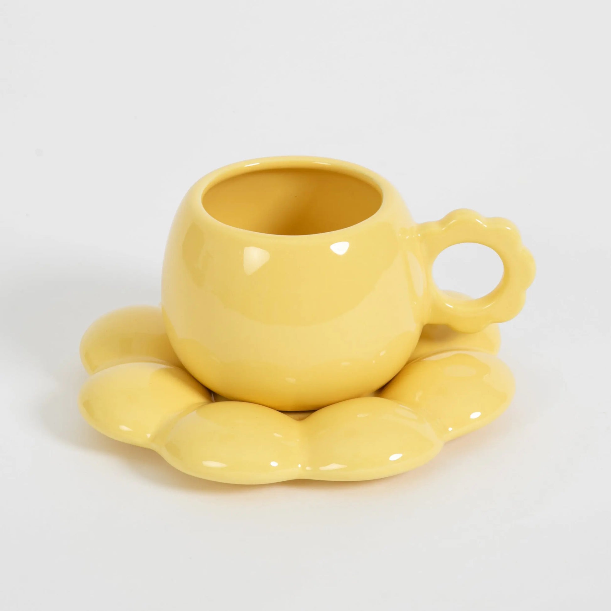 Botanica Ceramic Tea Cup & Saucer Yellow - GigiandTom