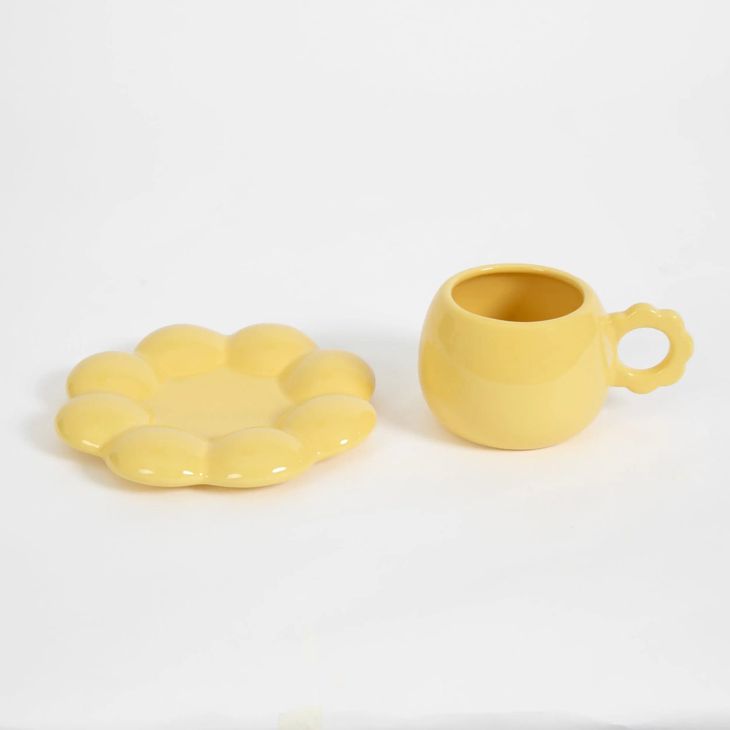 Botanica Ceramic Tea Cup & Saucer Yellow - GigiandTom