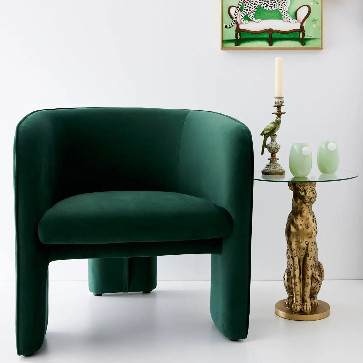 Bower Velvet Accent Chair Green - GigiandTom