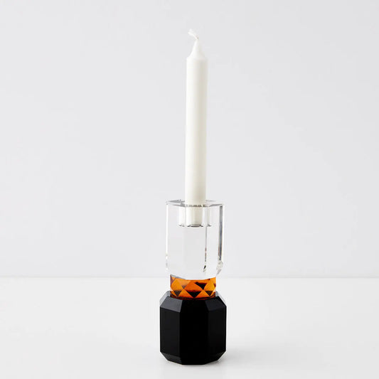 Brilliant Crystal Taper Candle Holder Clear Black - GigiandTom