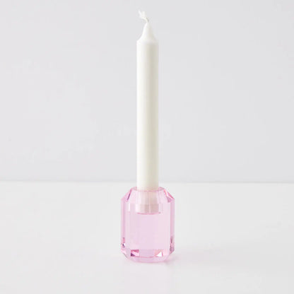 Briolette Crystal Taper Candle Holder Pink - GigiandTom