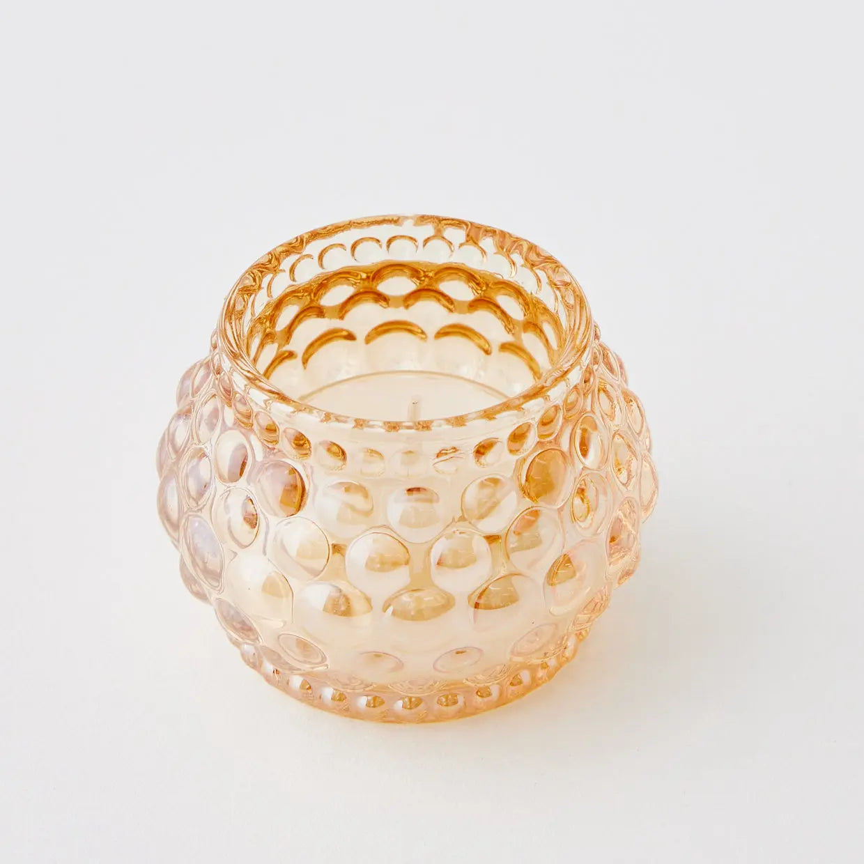 Bubble Glass Tealight Candle Holder Amber - GigiandTom