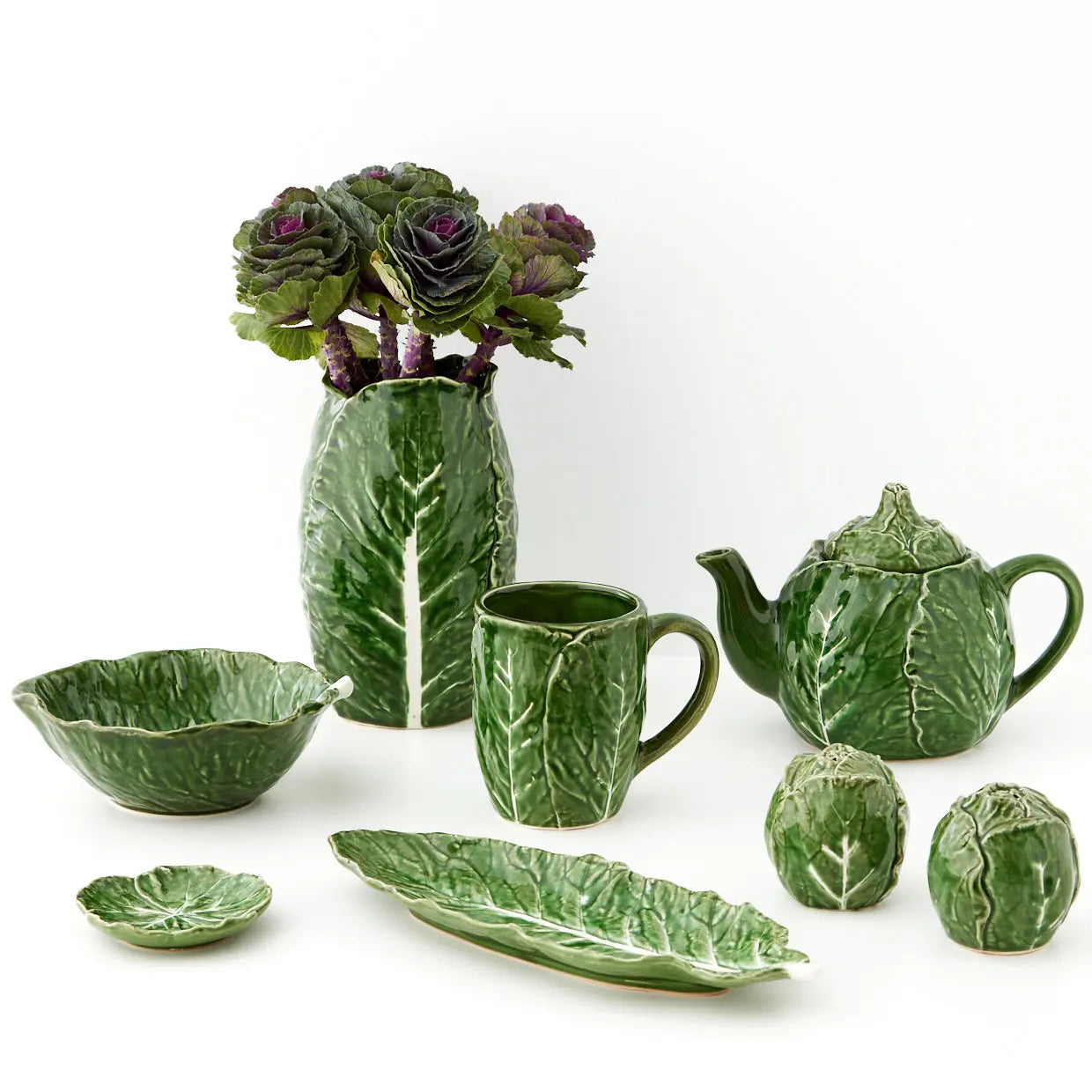 Cabbage Ceramic Vase Green - GigiandTom