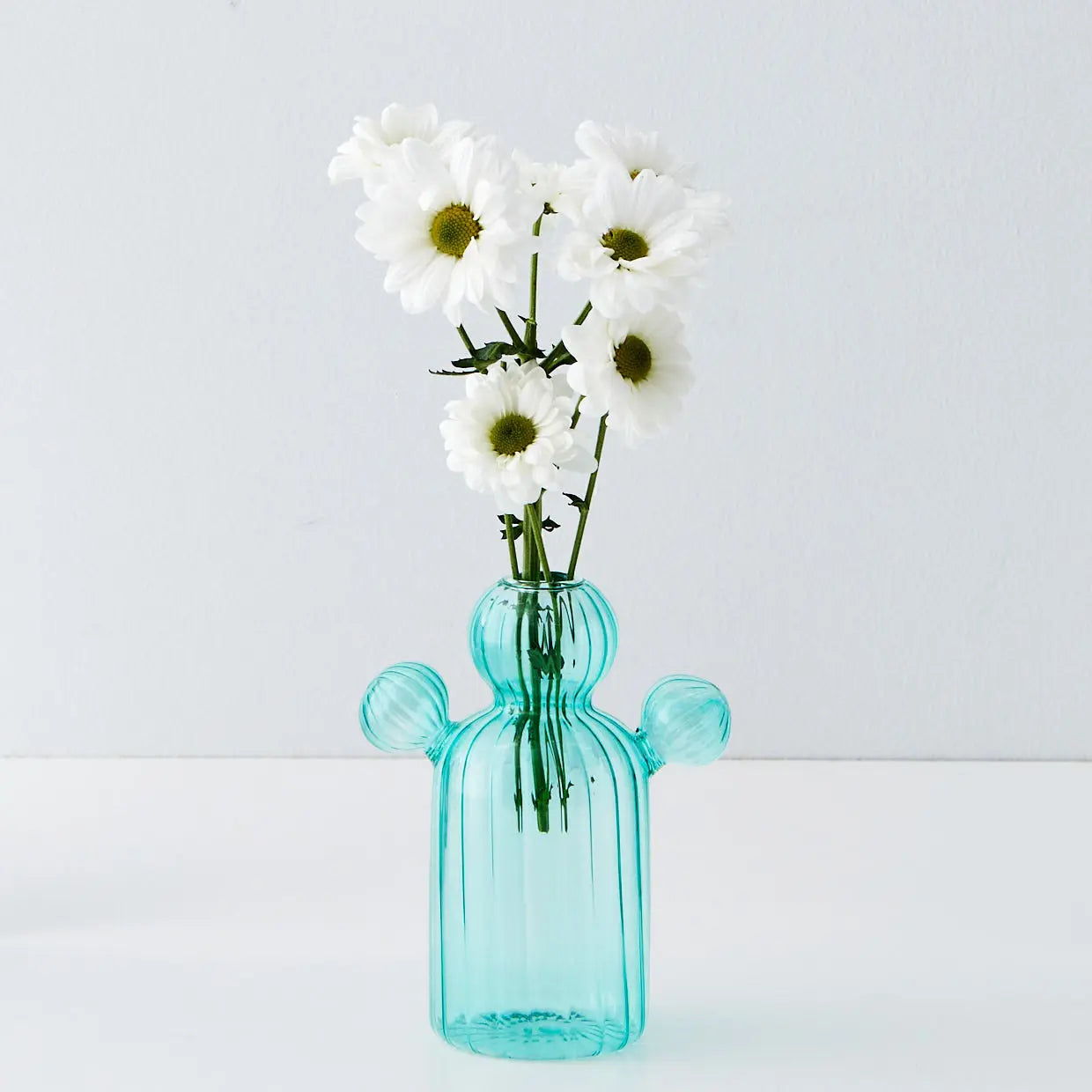 GigiandTom Cactus Medium Coloured Glass Vase Teal