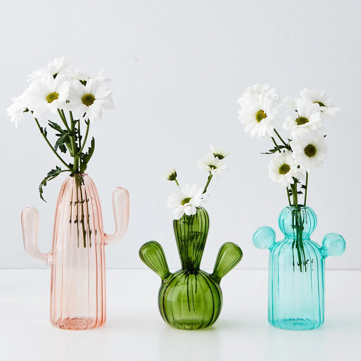 GigiandTom Cactus Medium Coloured Glass Vase Teal