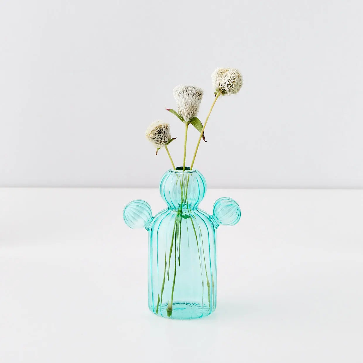 Cactus Medium Coloured Glass Vase Teal - GigiandTom