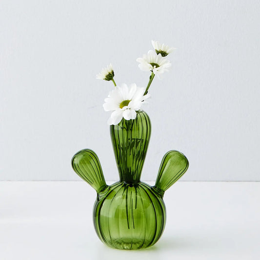 GigiandTom Cactus Small Coloured Glass Vase Green