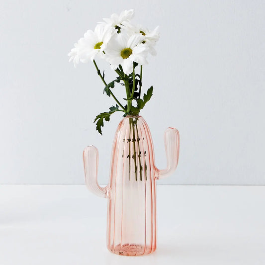 GigiandTom Cactus Tall Coloured Glass Vase Pink