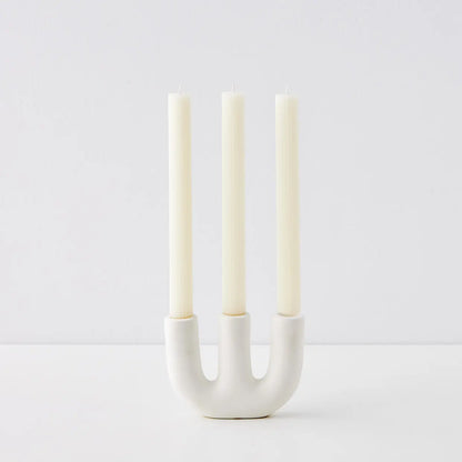 Candelabra Ceramic Taper Candle Holder White - GigiandTom
