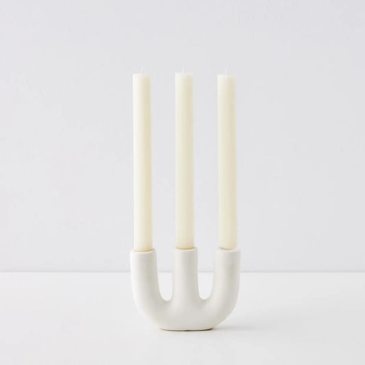 Candelabra Ceramic Taper Candle Holder White - GigiandTom