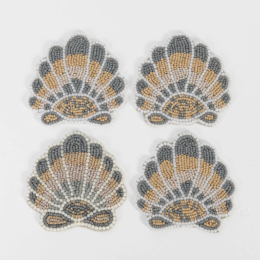 Capri Shell Beaded Coaster Set of 4 - GigiandTom