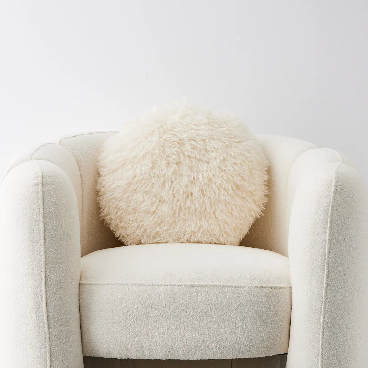Carmela Faux Fur Circular Accent Cushion Ivory - GigiandTom