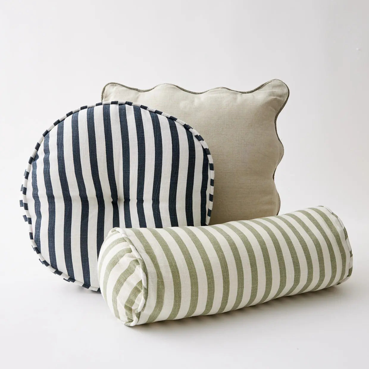 Catalina Stripe Round Cotton Cushion - GigiandTom