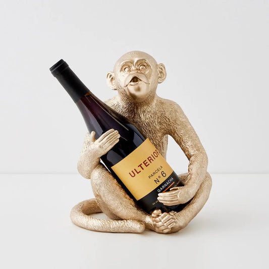 Charlie Chimp Resin Wine Holder Gold - GigiandTom