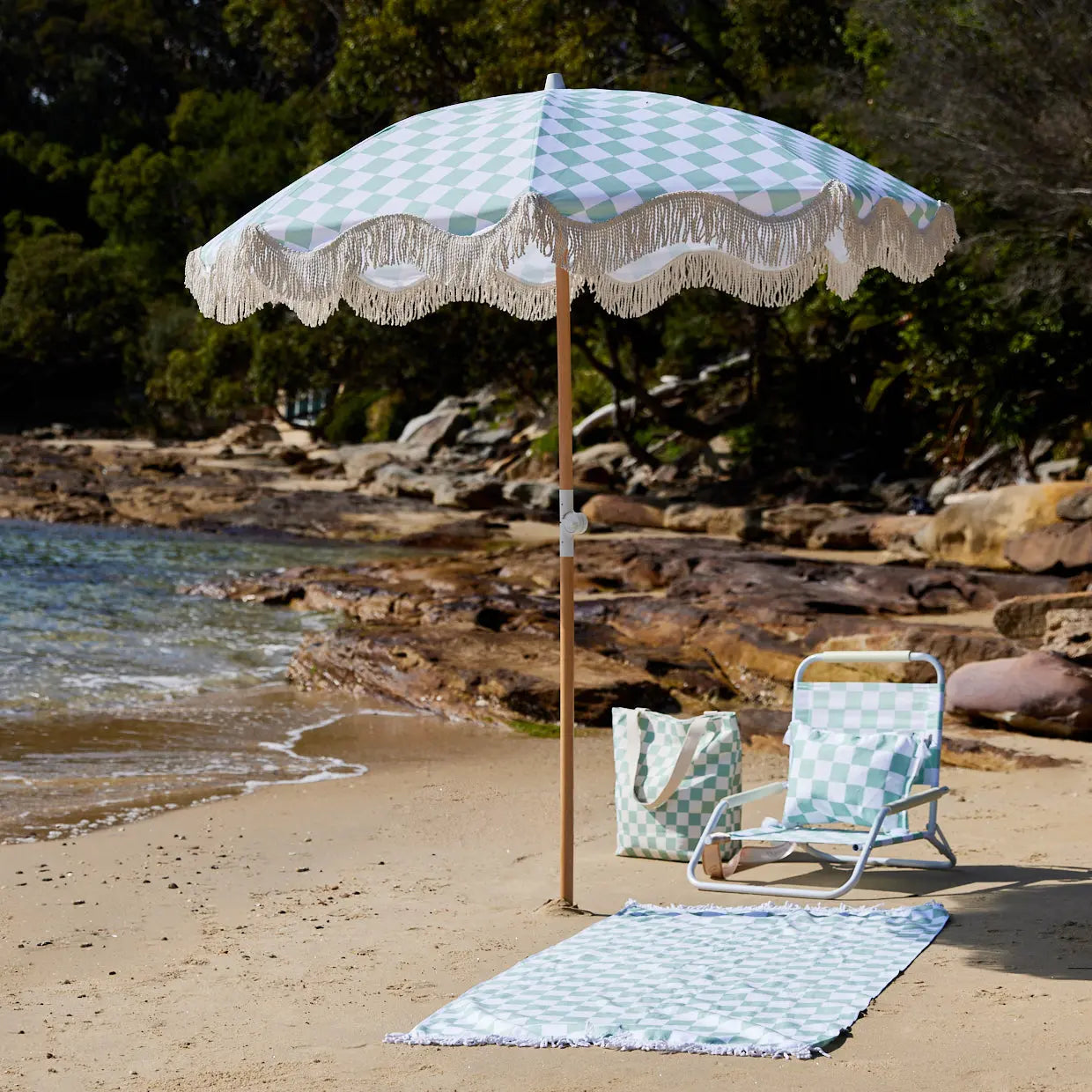 Check Outdoor Beach Umbrella Sage - GigiandTom