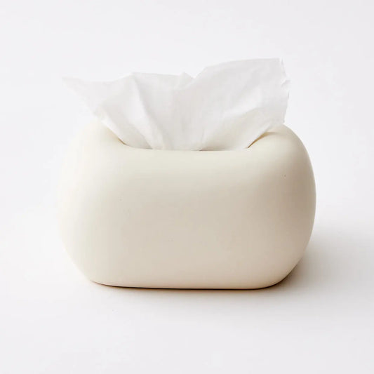 Chubby Ceramic Tissue Box Cover White - GigiandTom