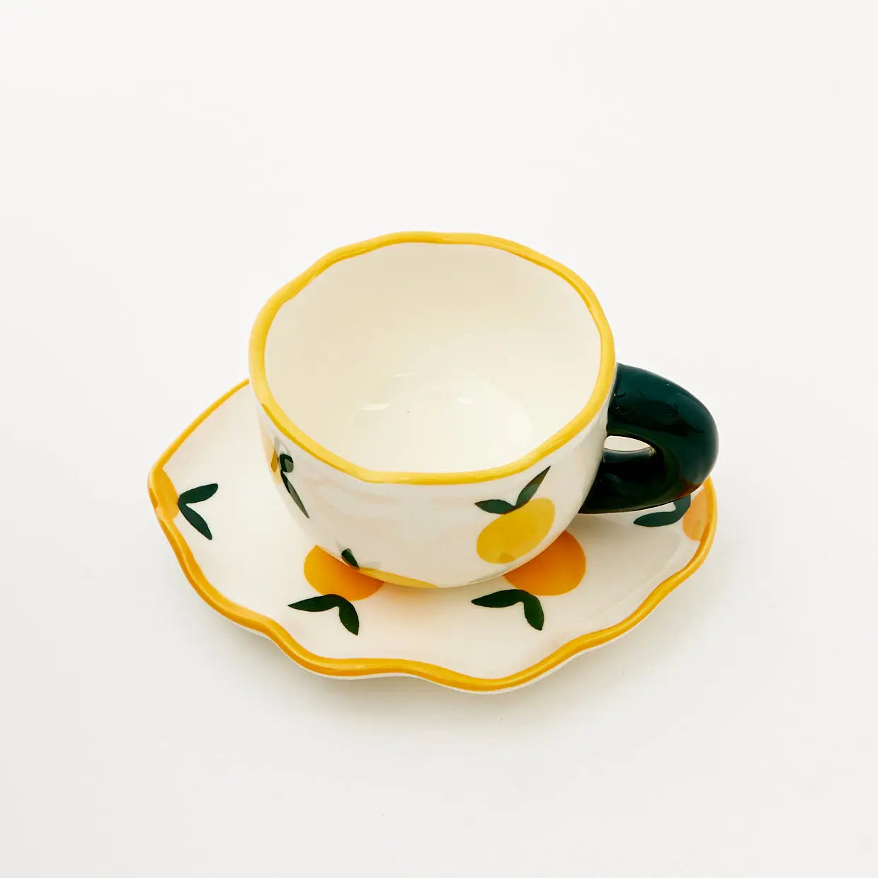 Citrus Ceramic Cup and Saucer Yellow - GigiandTom