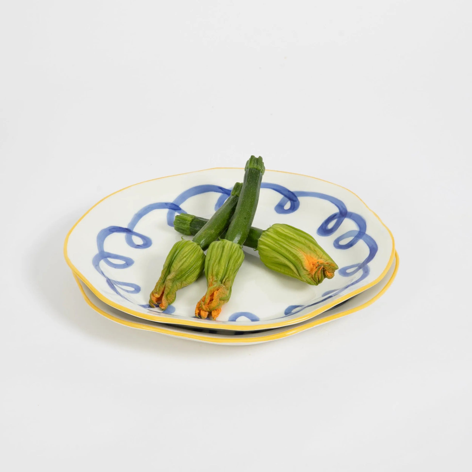 Curly Wurly Ceramic Dinner Plate Set of 2 Blue - GigiandTom