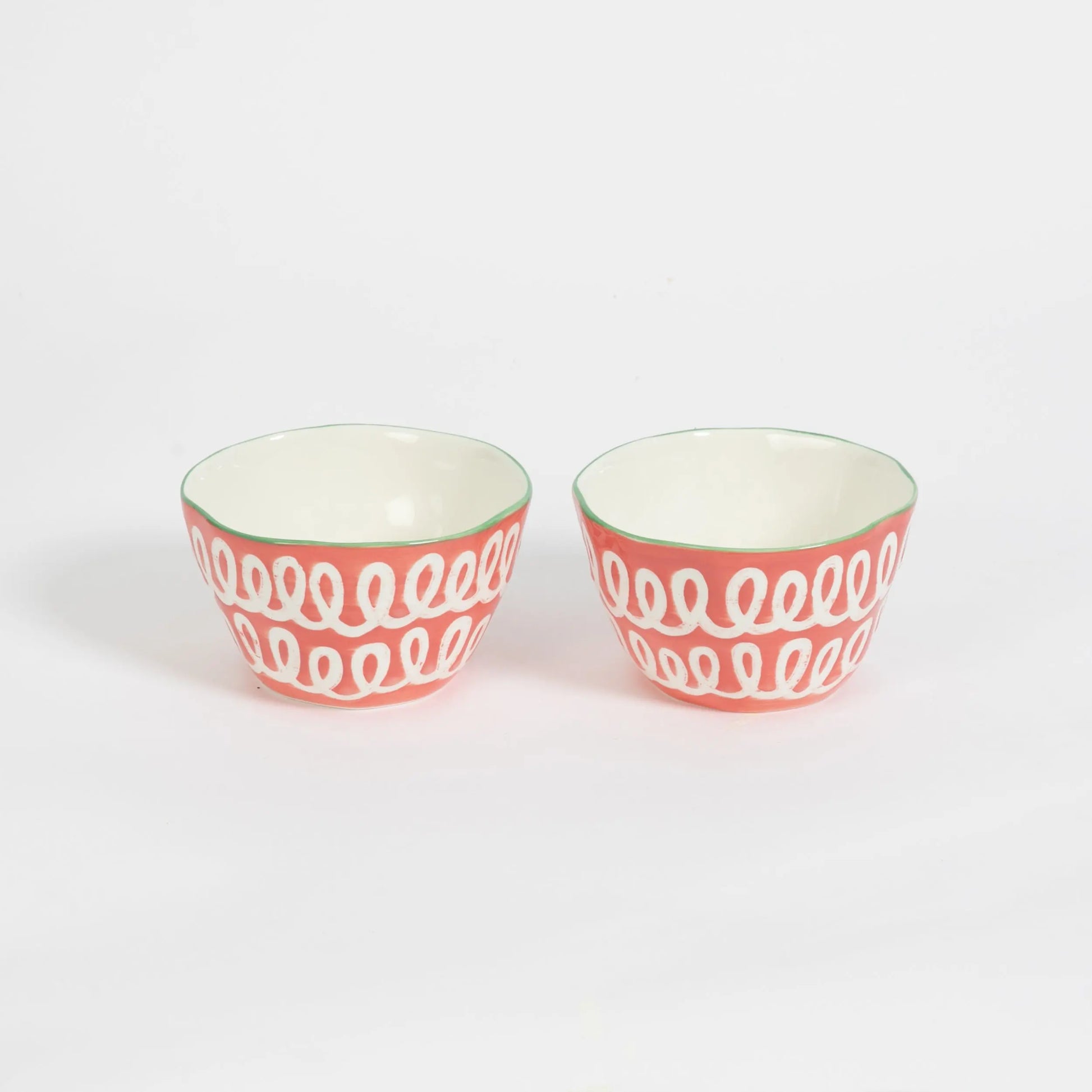 Curly Wurly Ceramic Side Bowl Set of 2 Pink - GigiandTom