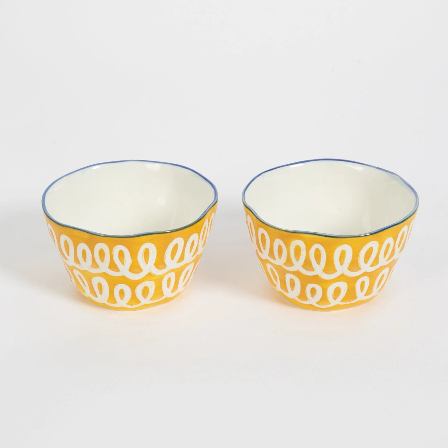 Curly Wurly Ceramic Side Bowl Set of 2 Yellow - GigiandTom