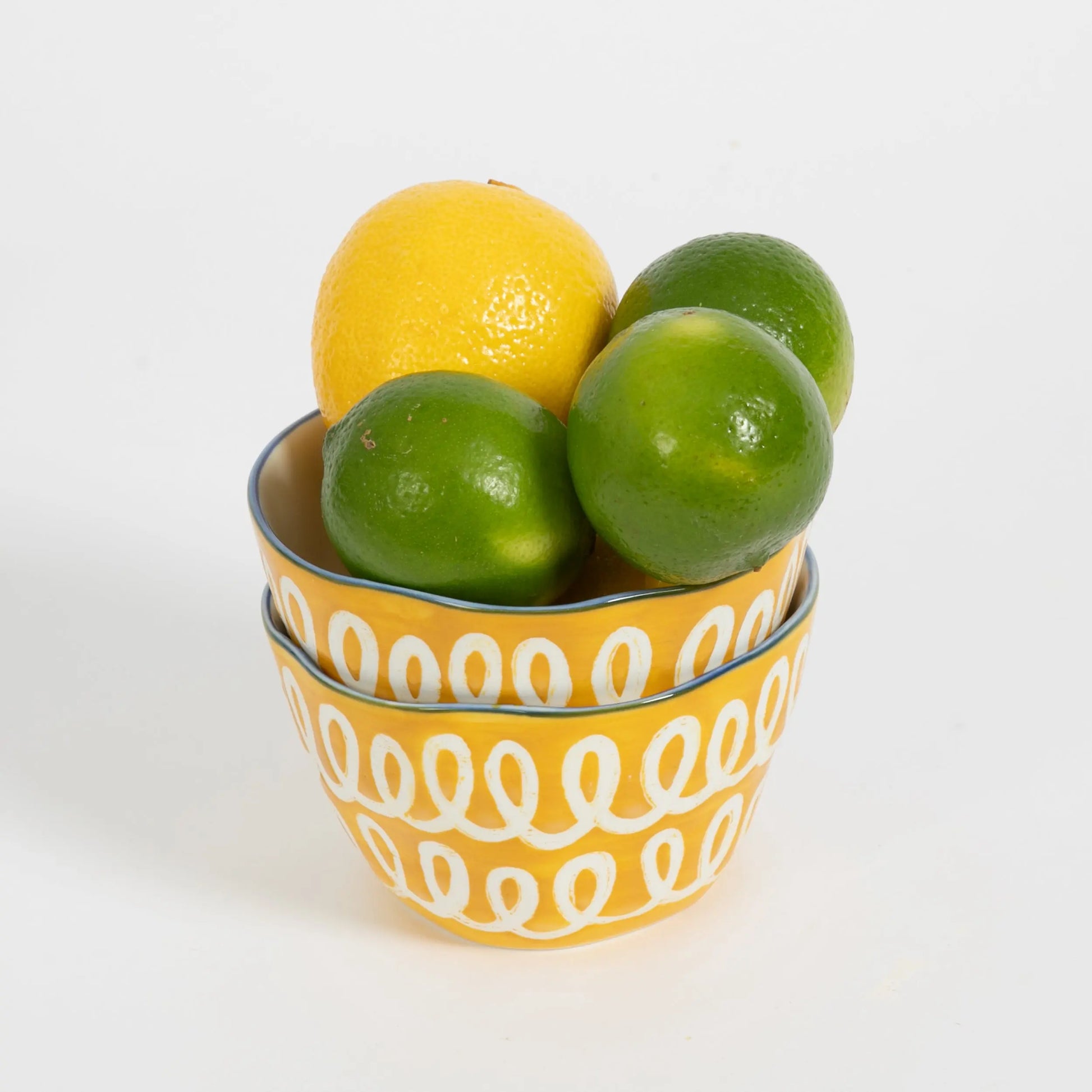 Curly Wurly Ceramic Side Bowl Set of 2 Yellow - GigiandTom