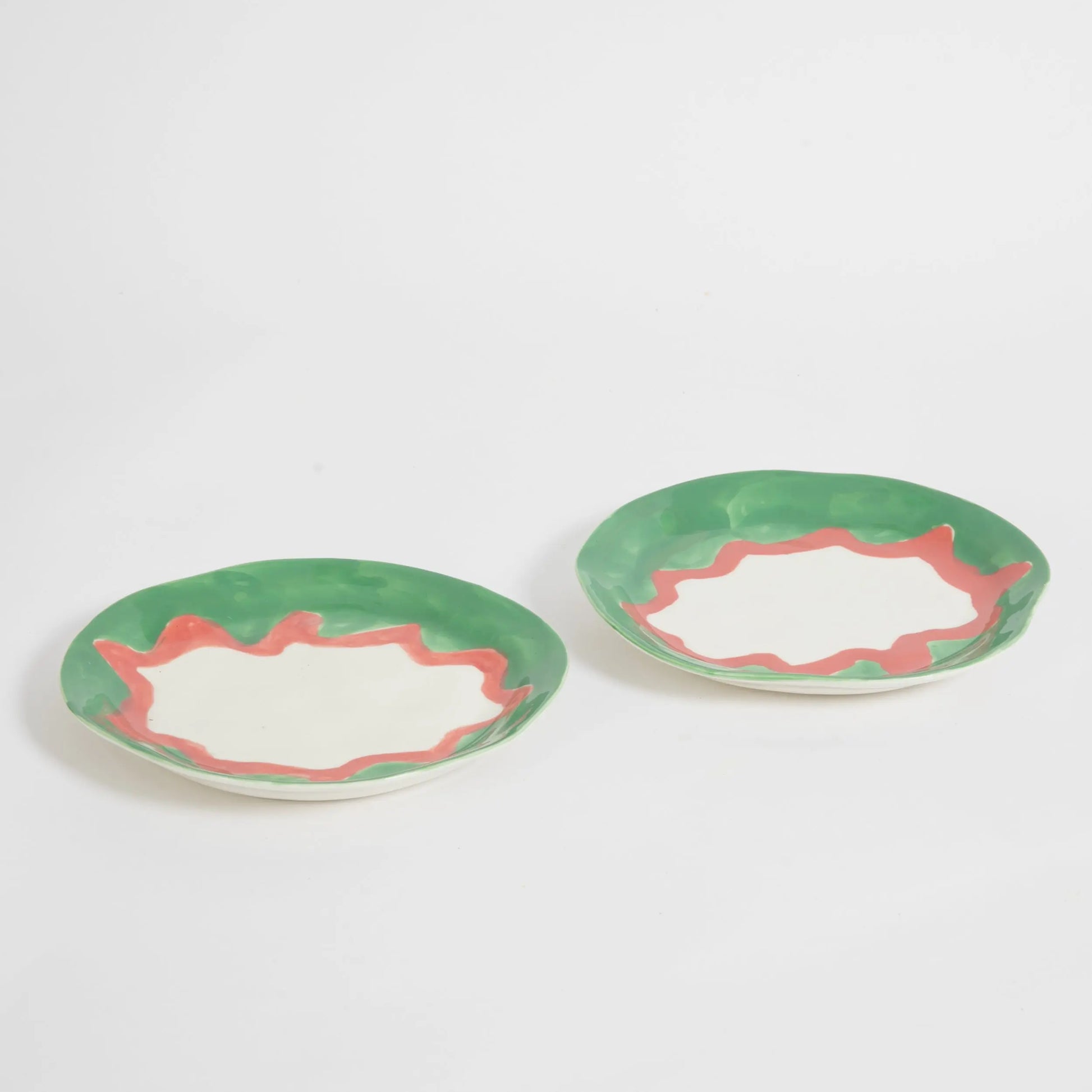 Curly Wurly Ceramic Side Plate Set of 2 Green - GigiandTom