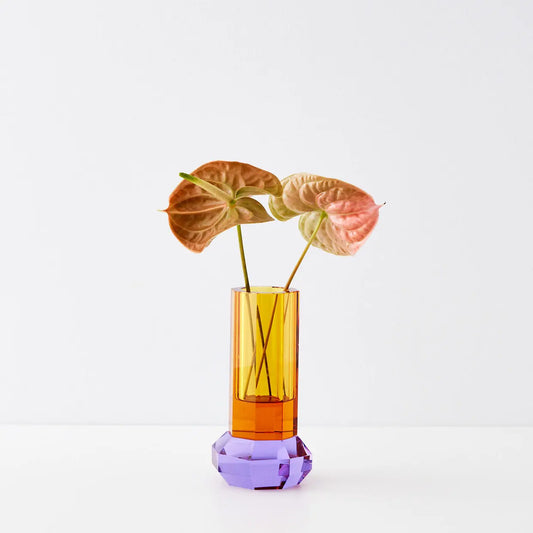 Cushion Crystal Cut Coloured Vase Amber - GigiandTom