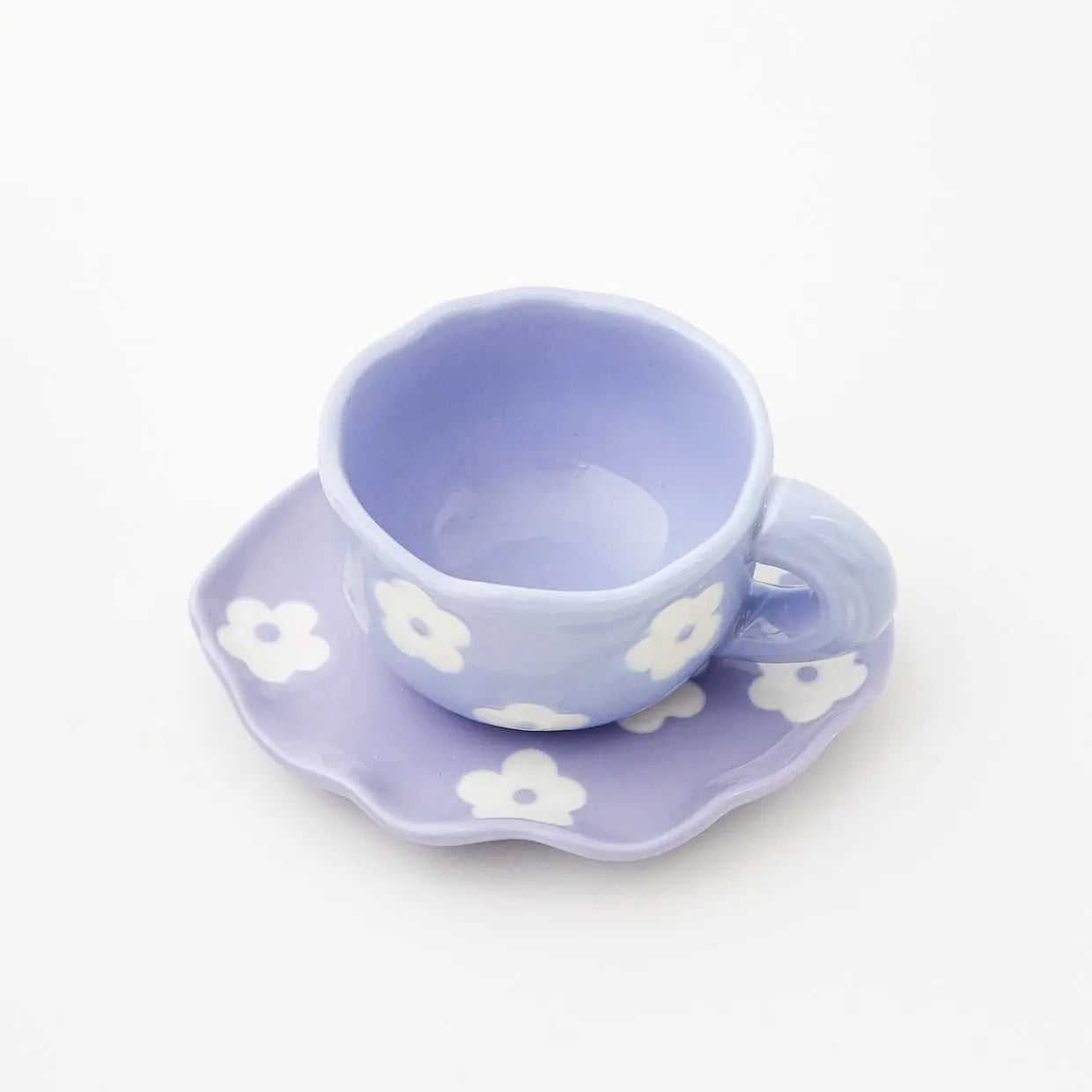 Daisy Ceramic Cup and Saucer Lilac - GigiandTom