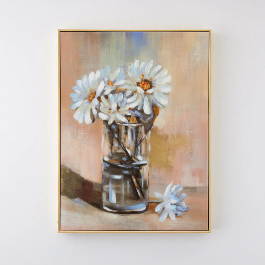 Daisy Garden Framed Canvas Oil Painting - GigiandTom