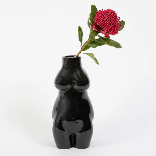 Divine Feminine Resin Vase Black - GigiandTom