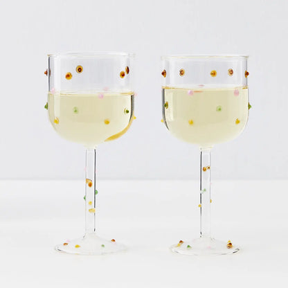 Dotted Wine Glass Clear Set - GigiandTom