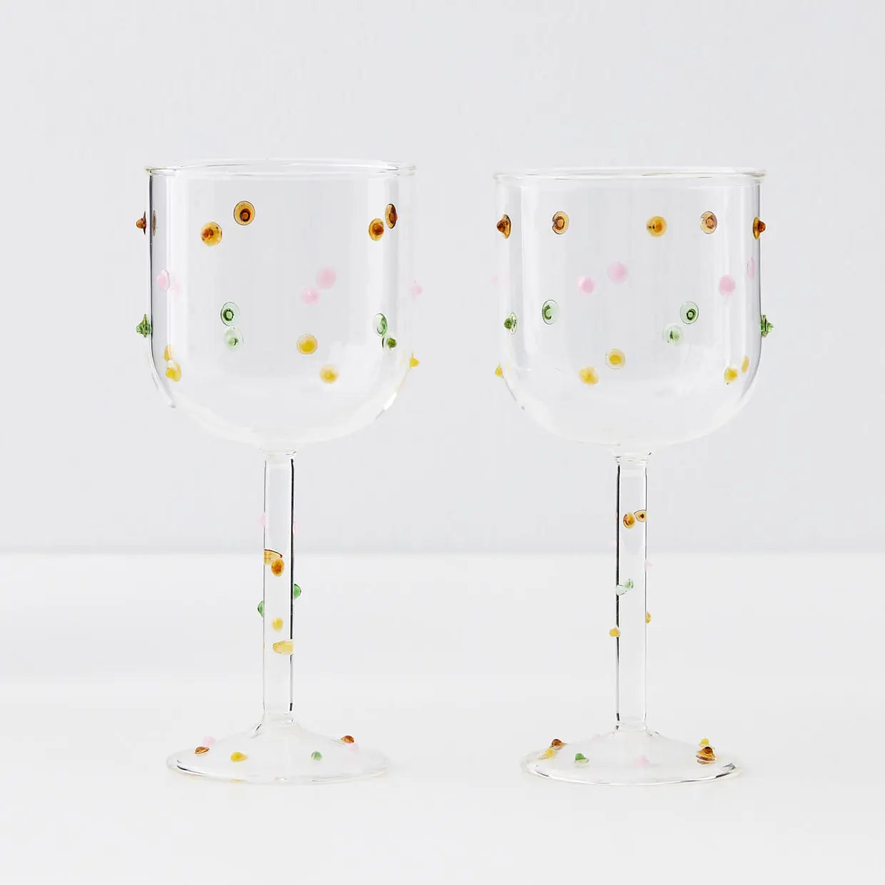 Dotted Wine Glass Clear Set - GigiandTom