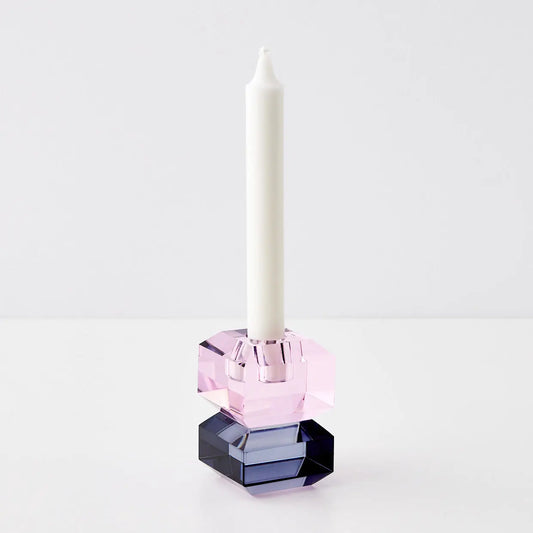 Edgy Crystal Taper Candle Holder Smoke Pink - GigiandTom